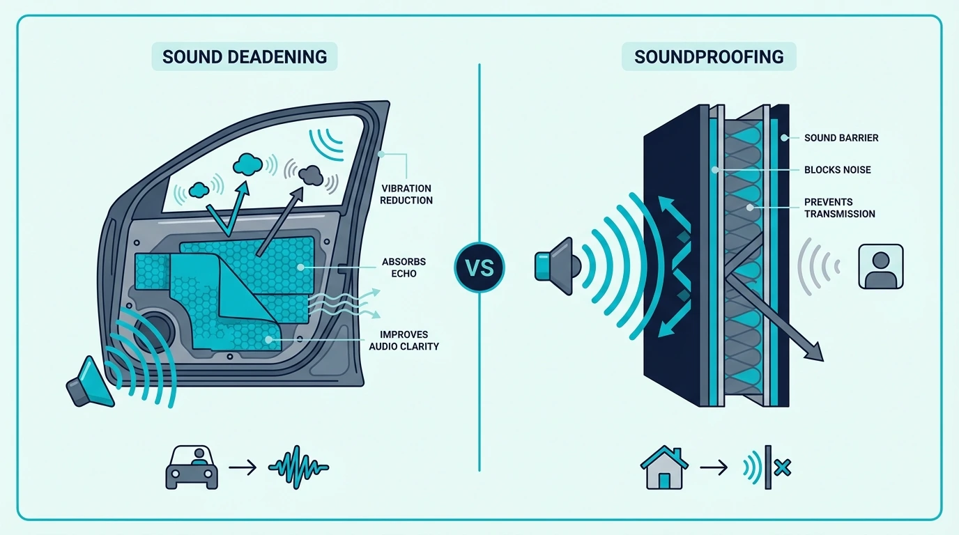 Decision guide for sound deadening versus soundproofing