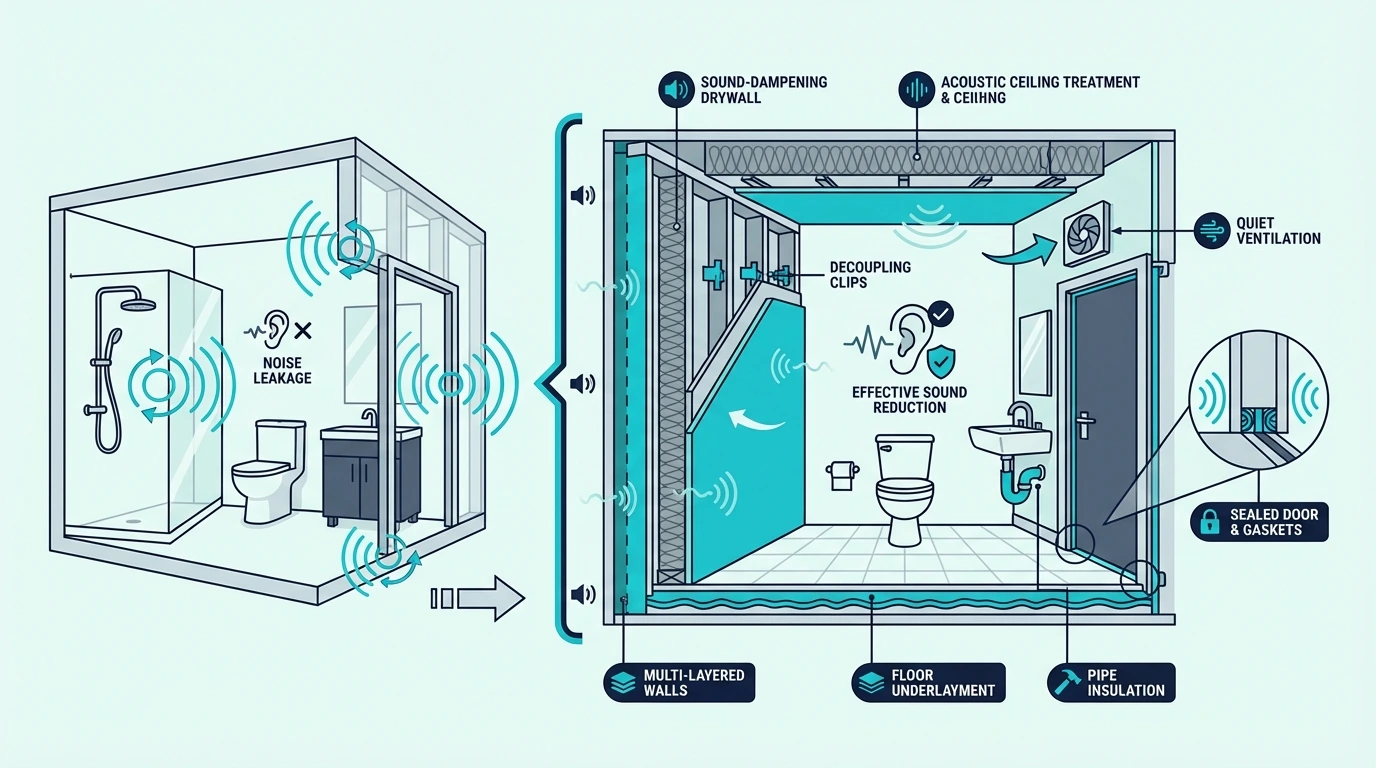 Overview of bathroom soundproofing problem areas