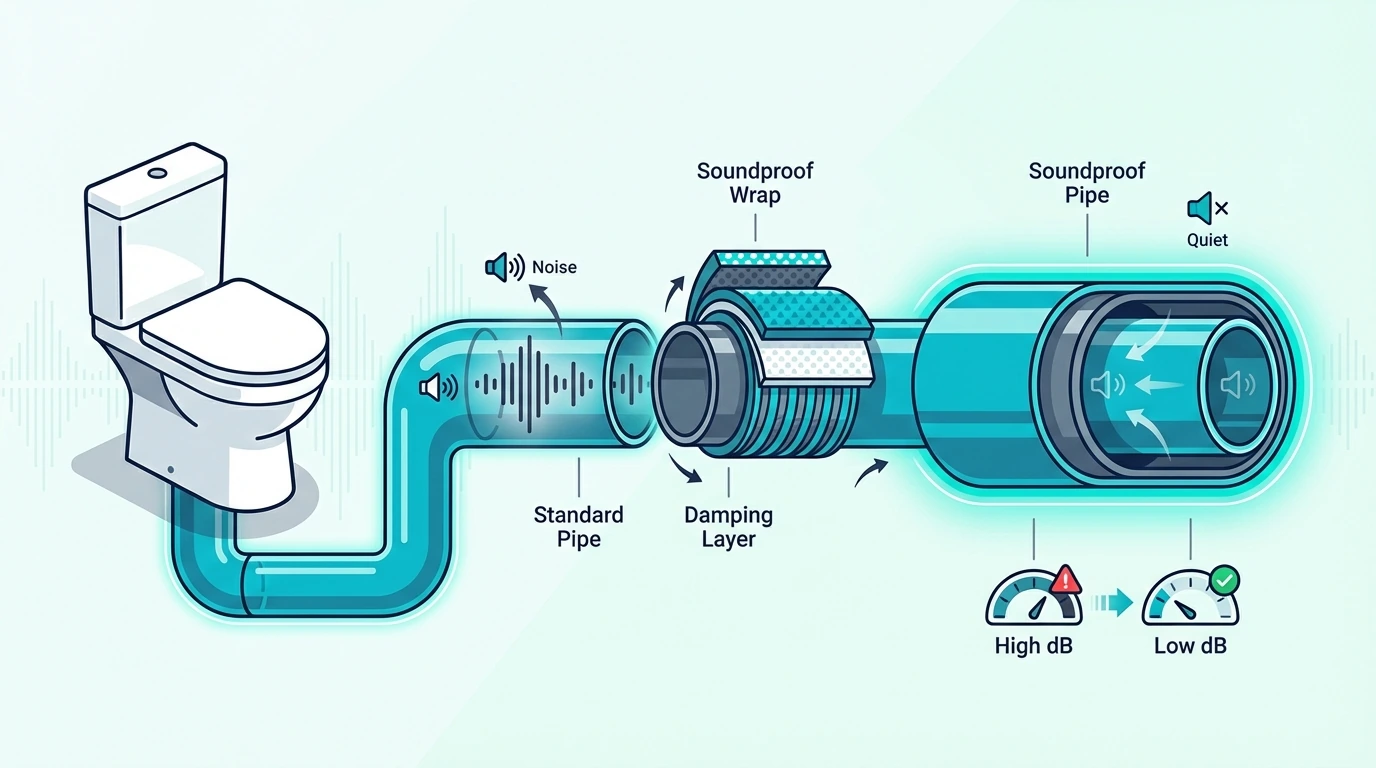 Reducing toilet drain pipe noise
