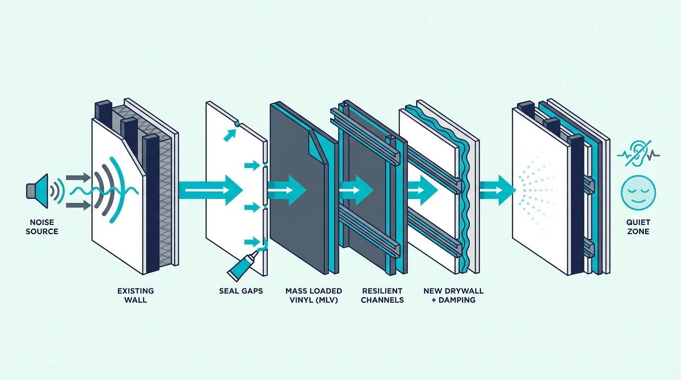 No-demolition methods for soundproofing an existing wall