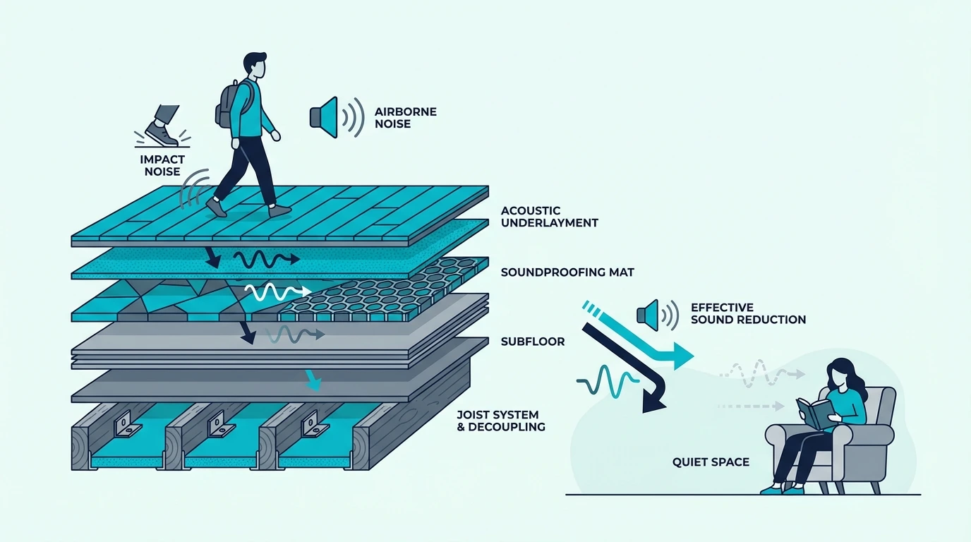 Floor noise sources for soundproofing decisions