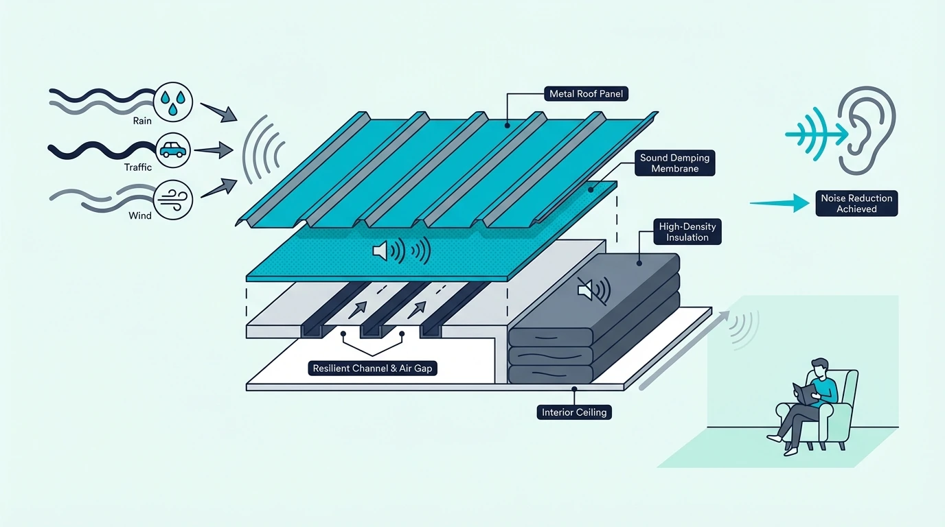 Methods for reducing noise from a metal roof