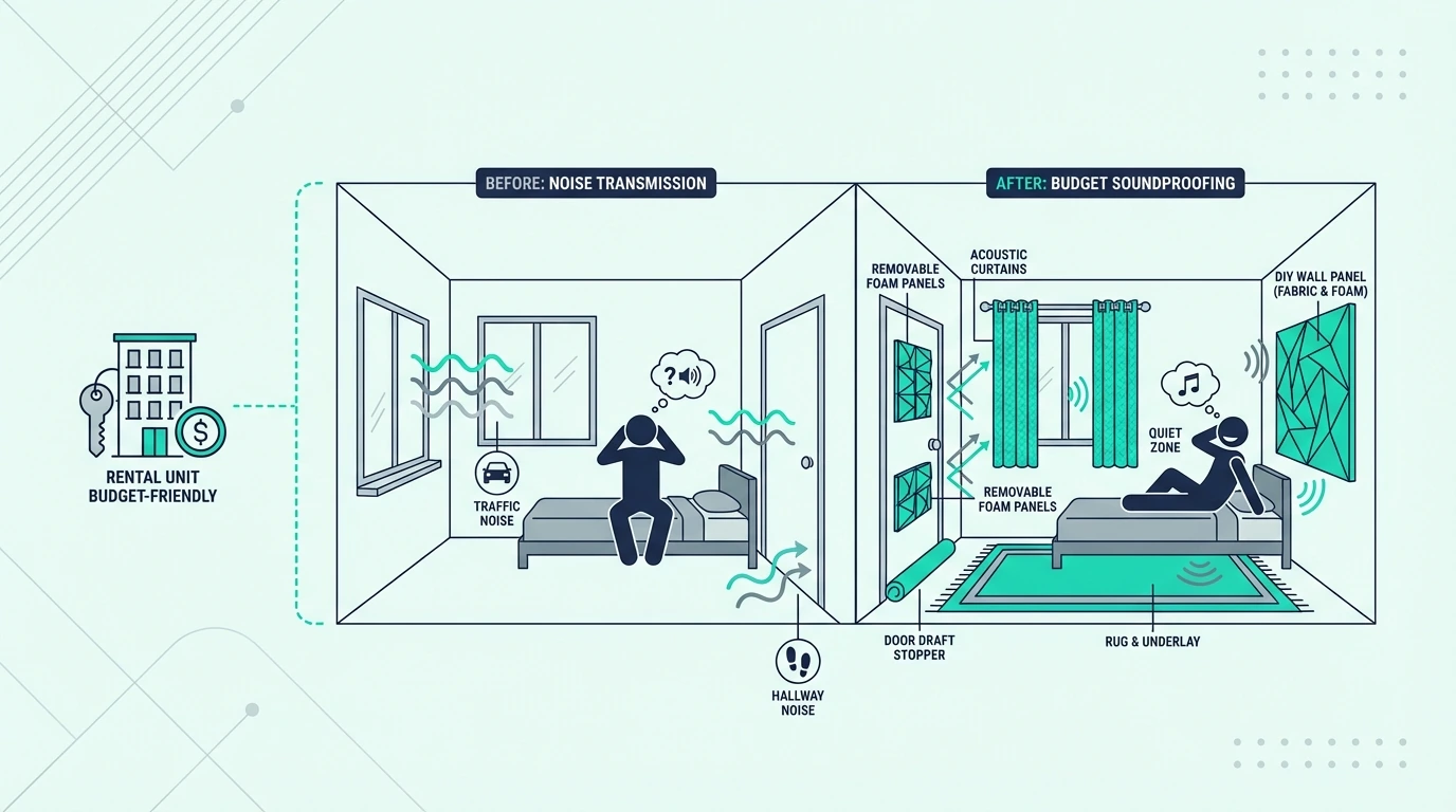 Budget plan for soundproofing a rental room