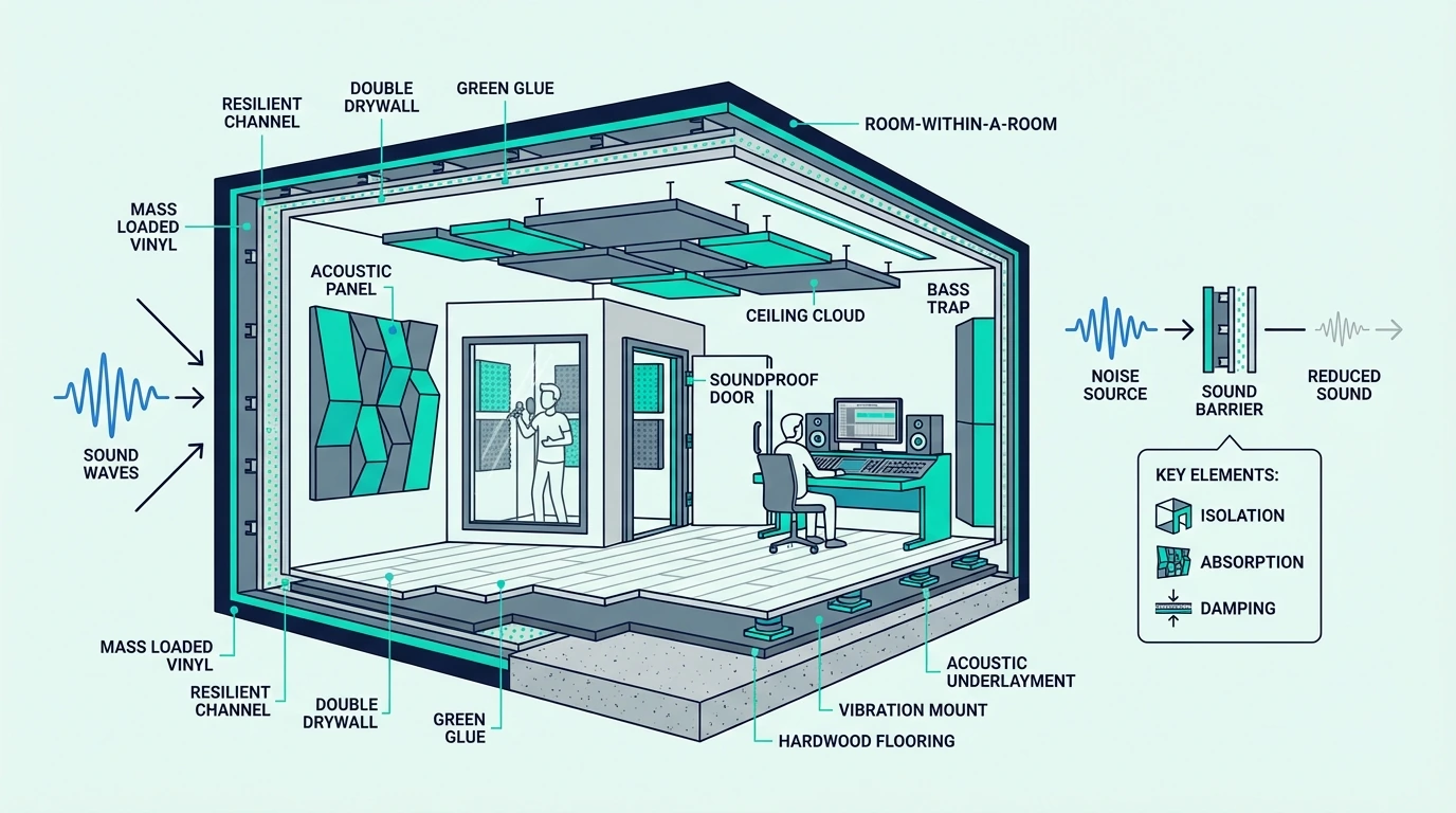 Overview of soundproofing a recording studio