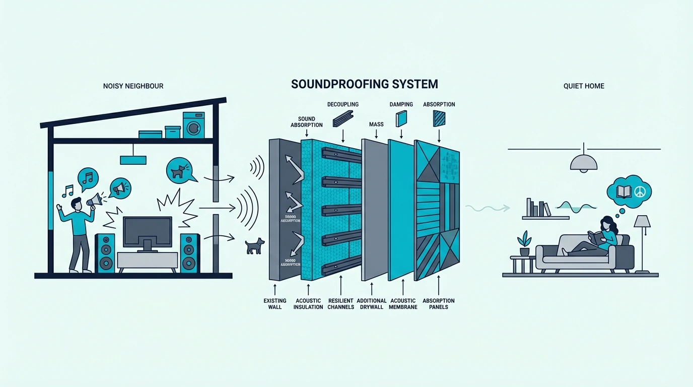 Wall type considerations for neighbour noise soundproofing