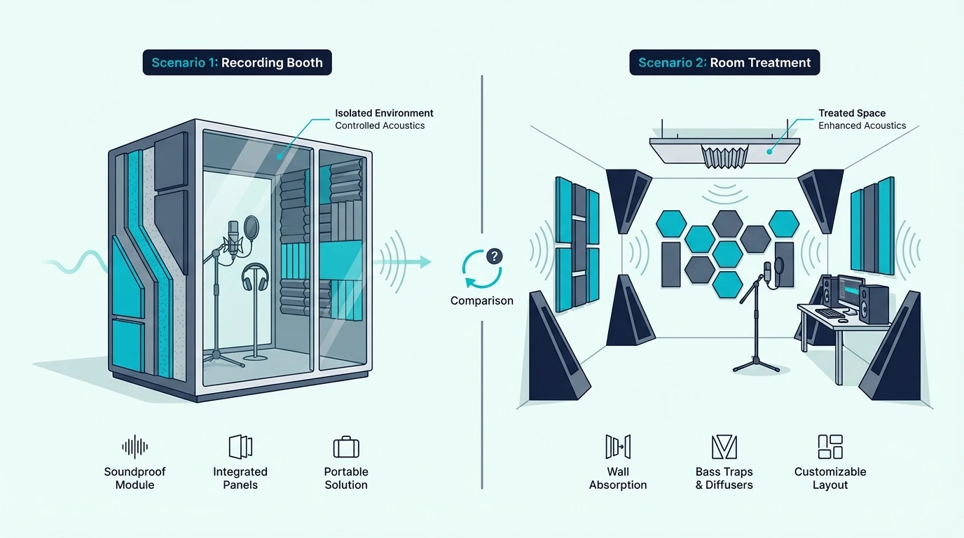Recording scenarios matched to booths or room treatment