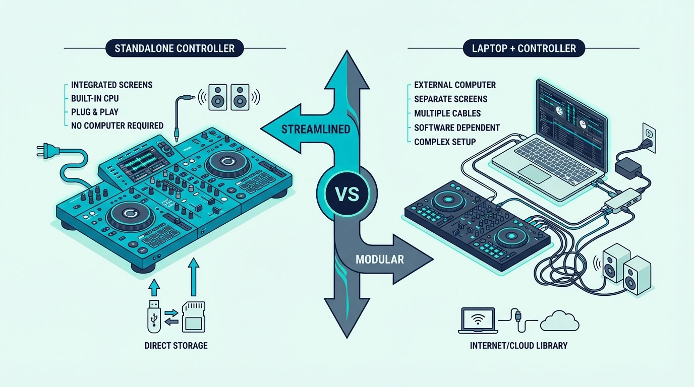 Standalone DJ controller compared with laptop DJ setup