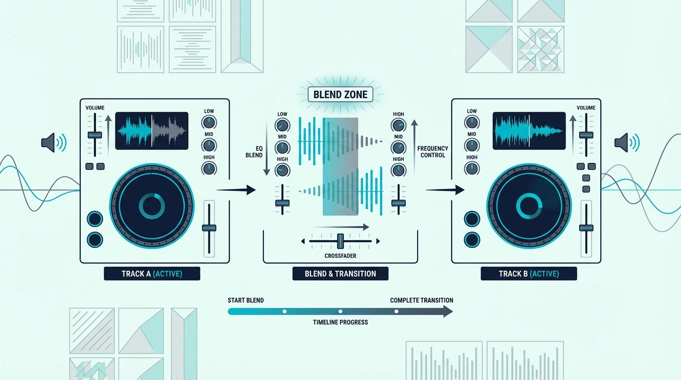 Step four of DJ mixing: blending tracks together