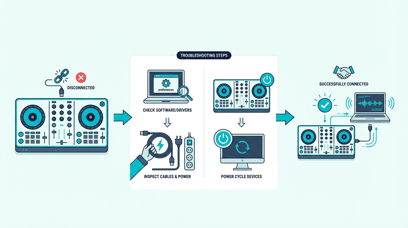 Troubleshooting guide for DJ controller connections