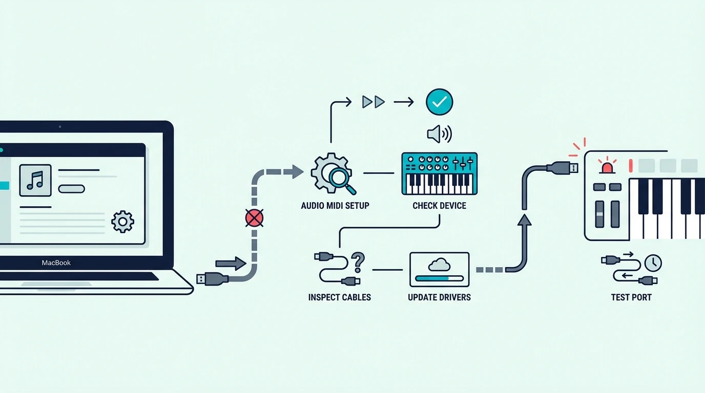 Troubleshooting MIDI keyboard issues on a MacBook