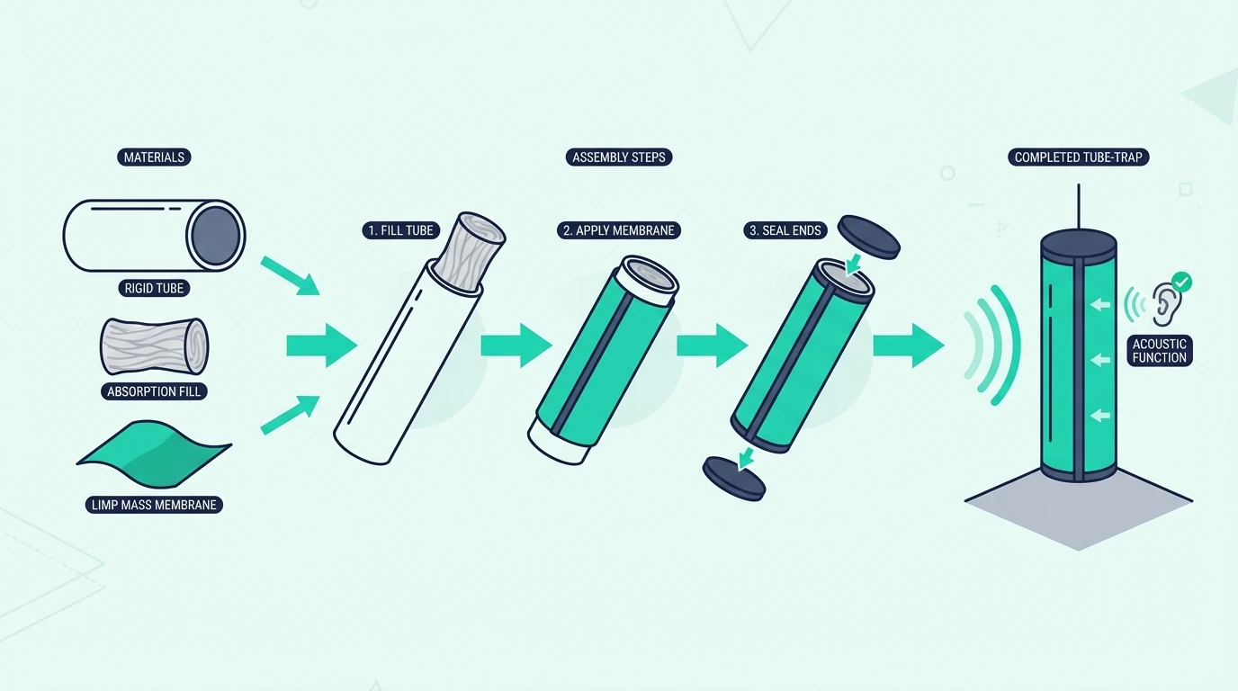 Tube trap build for low-frequency absorption