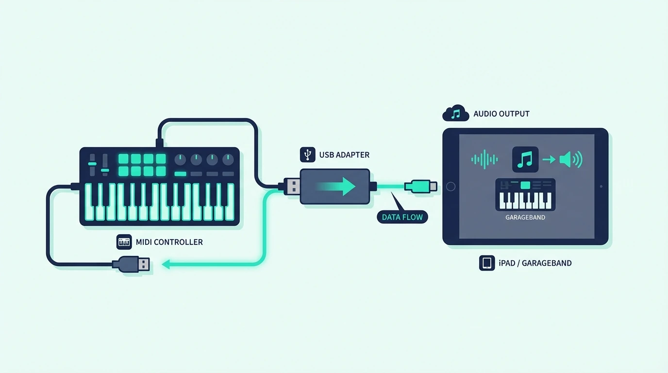 USB connection from MIDI keyboard to iPad GarageBand