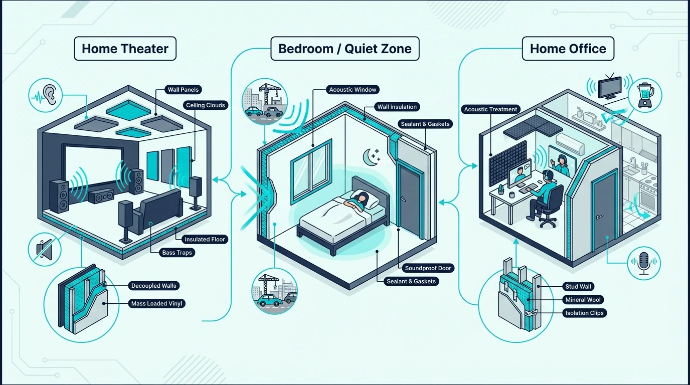 Use cases for different soundproofing insulation types