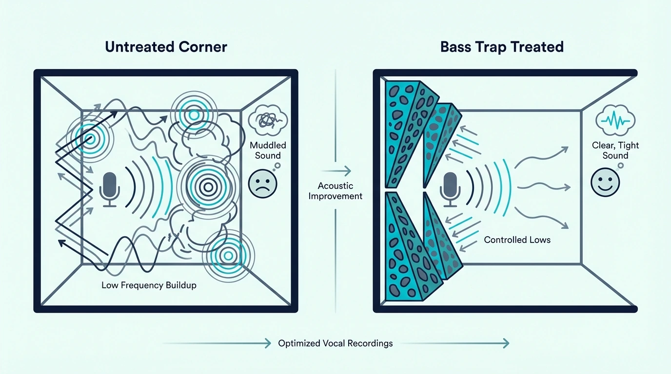 Vocal booth setup using bass traps
