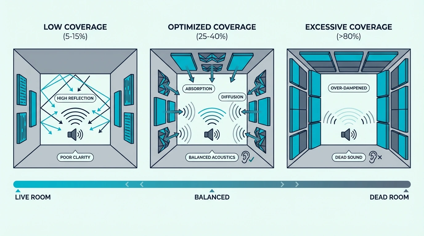 Wall coverage guide for acoustic treatment
