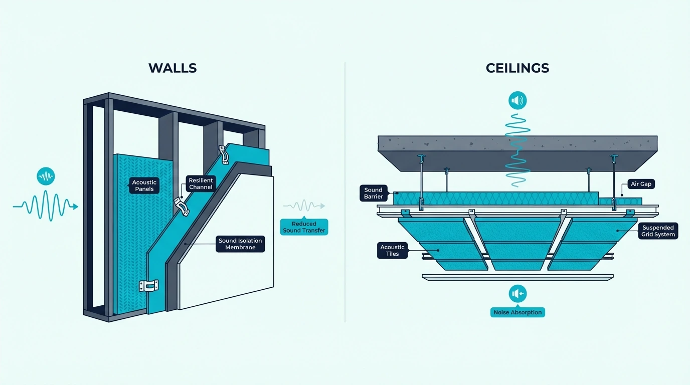 Soundproofing materials for walls and ceilings