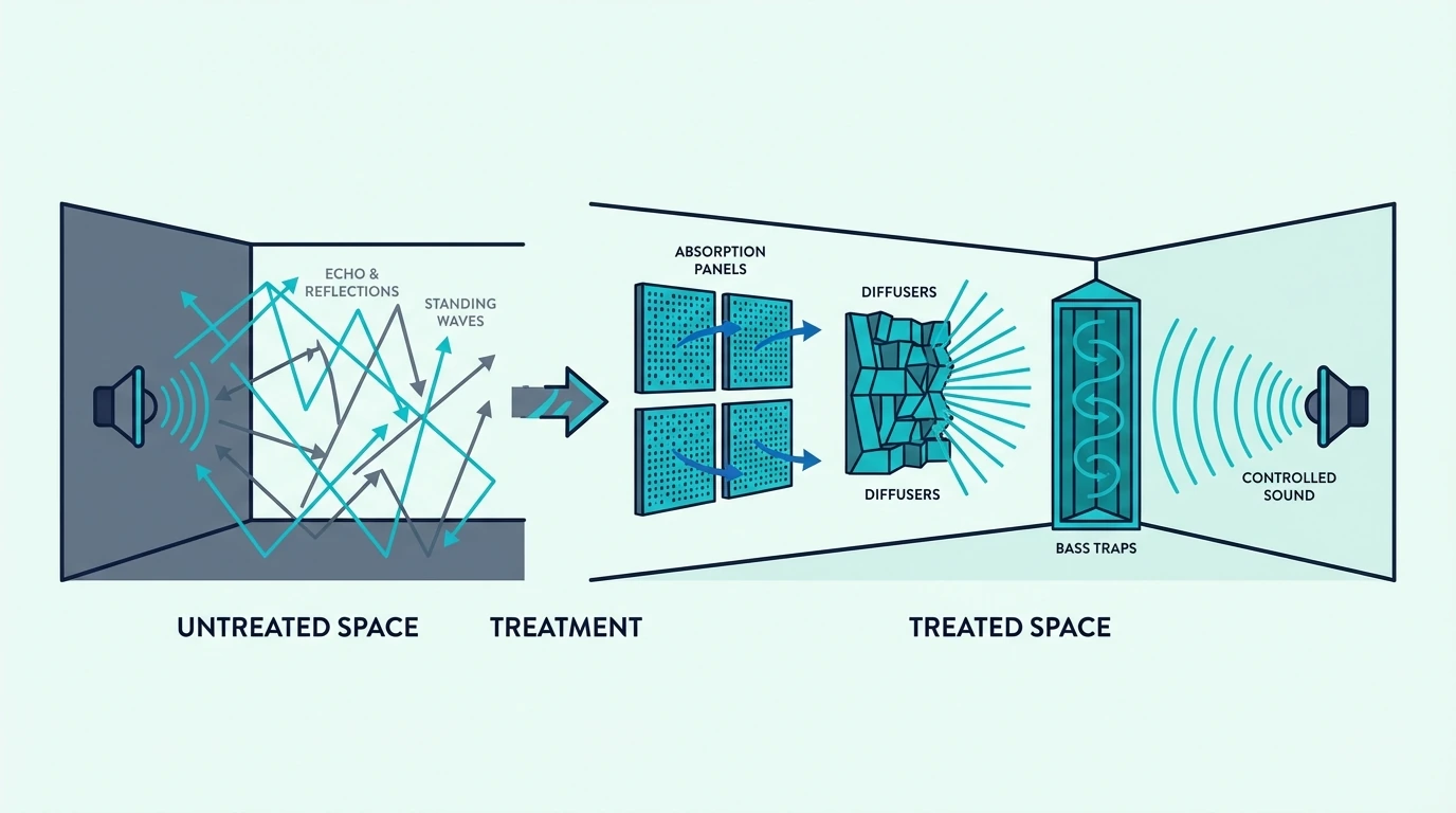 What acoustic treatment does before room correction