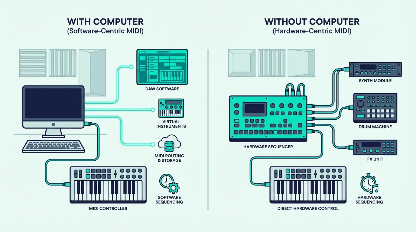 Why MIDI keyboards usually need a computer or sound source