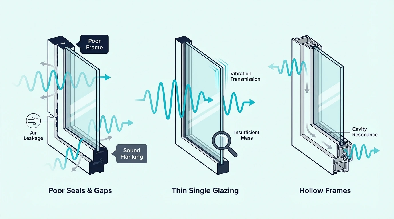 Why windows leak outside noise into a room