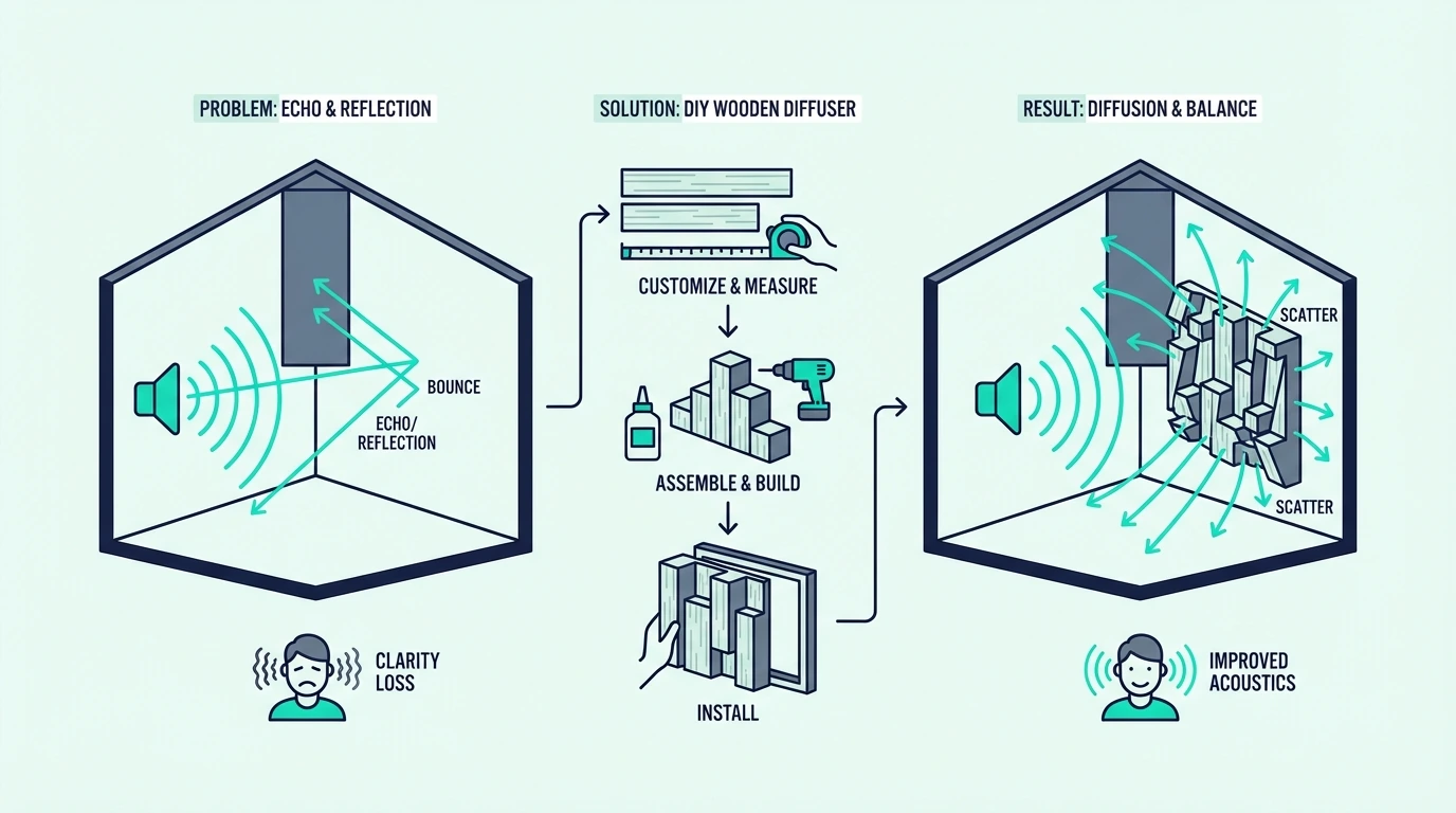 Why building a wooden sound diffuser can improve room sound