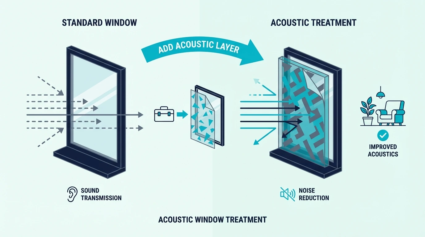 Acoustic treatment options for rooms with windows