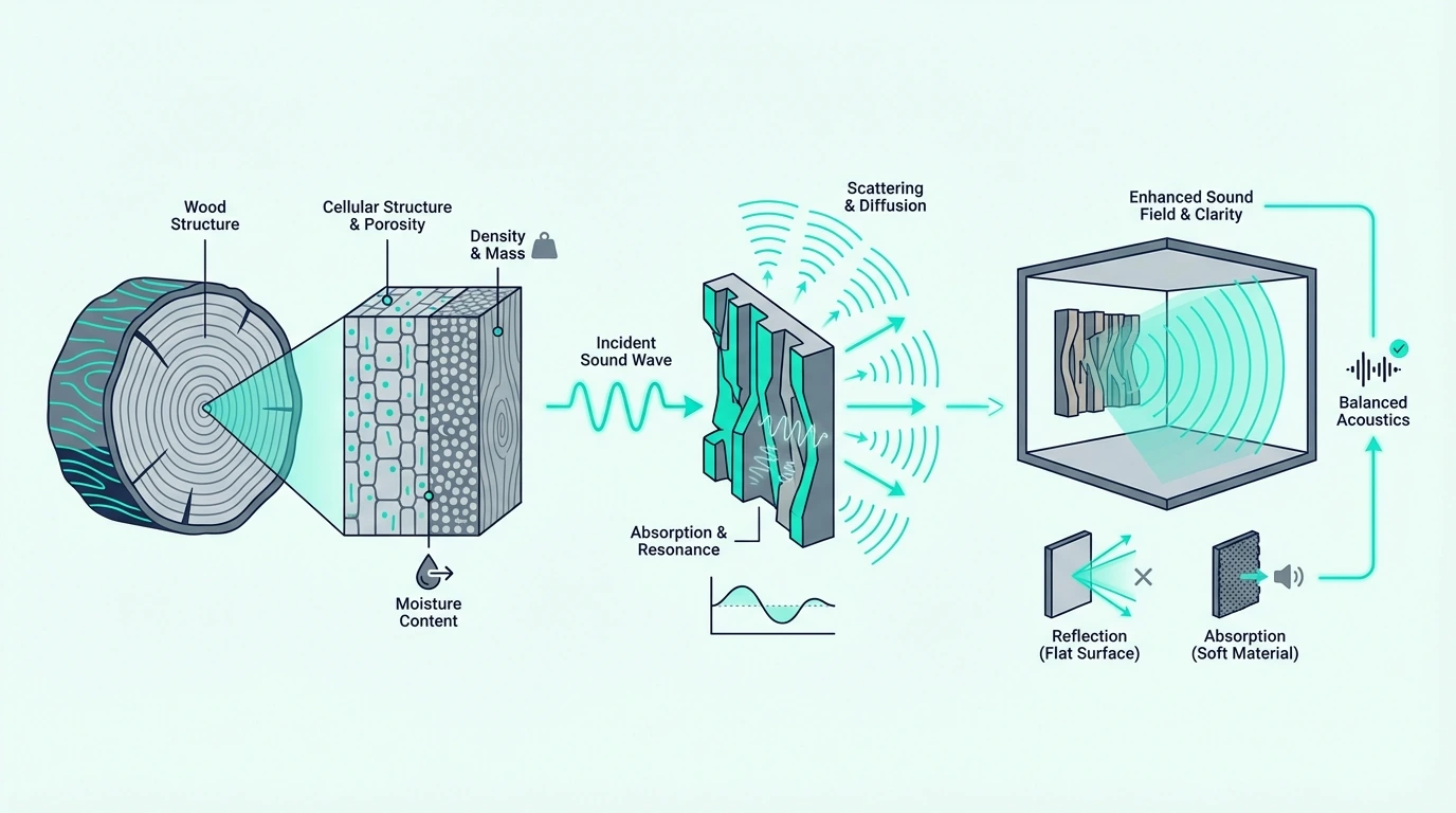 Wood properties that matter for sound diffusers