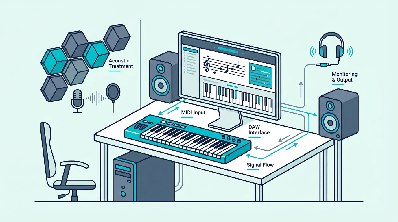 Writing environment for composing music with a MIDI keyboard