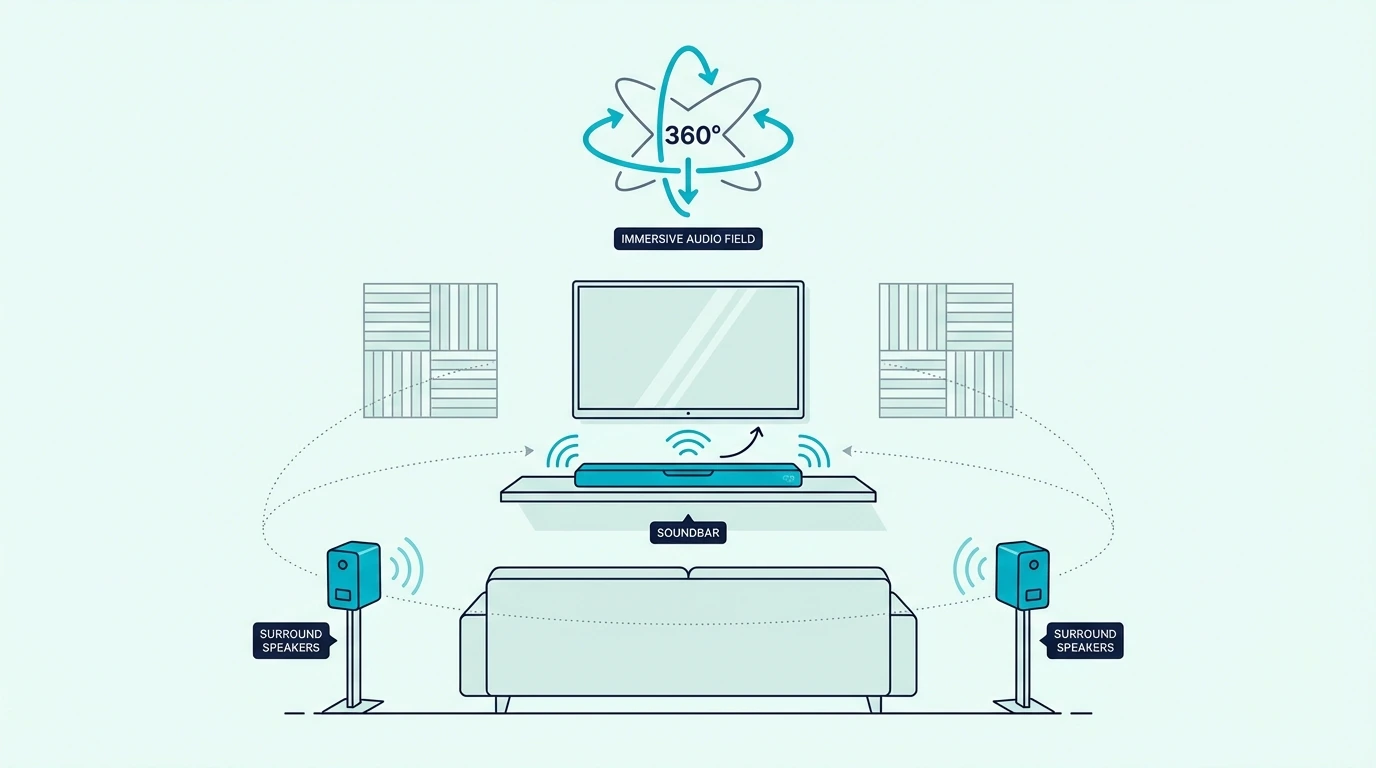 Adding wireless surround speakers to a soundbar setup