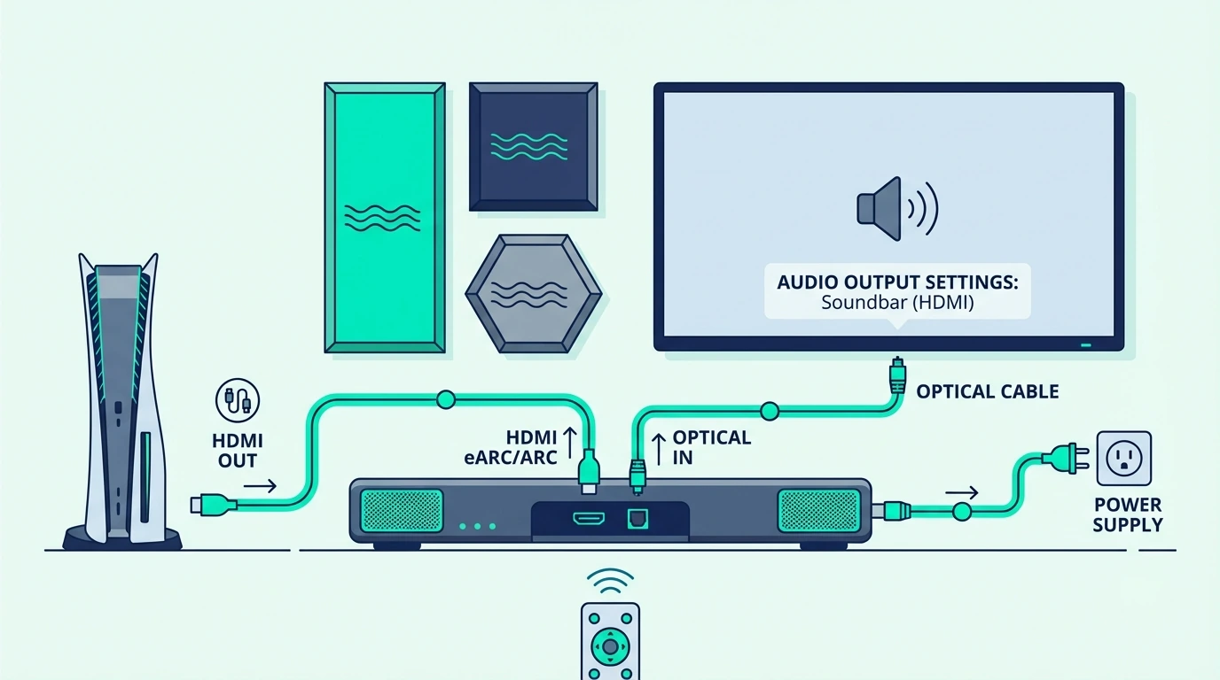 Connection setup for PS5 and soundbar audio