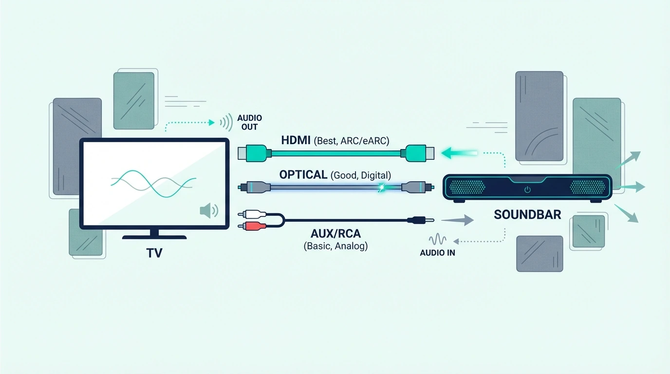 Cable options for connecting a TV to a soundbar