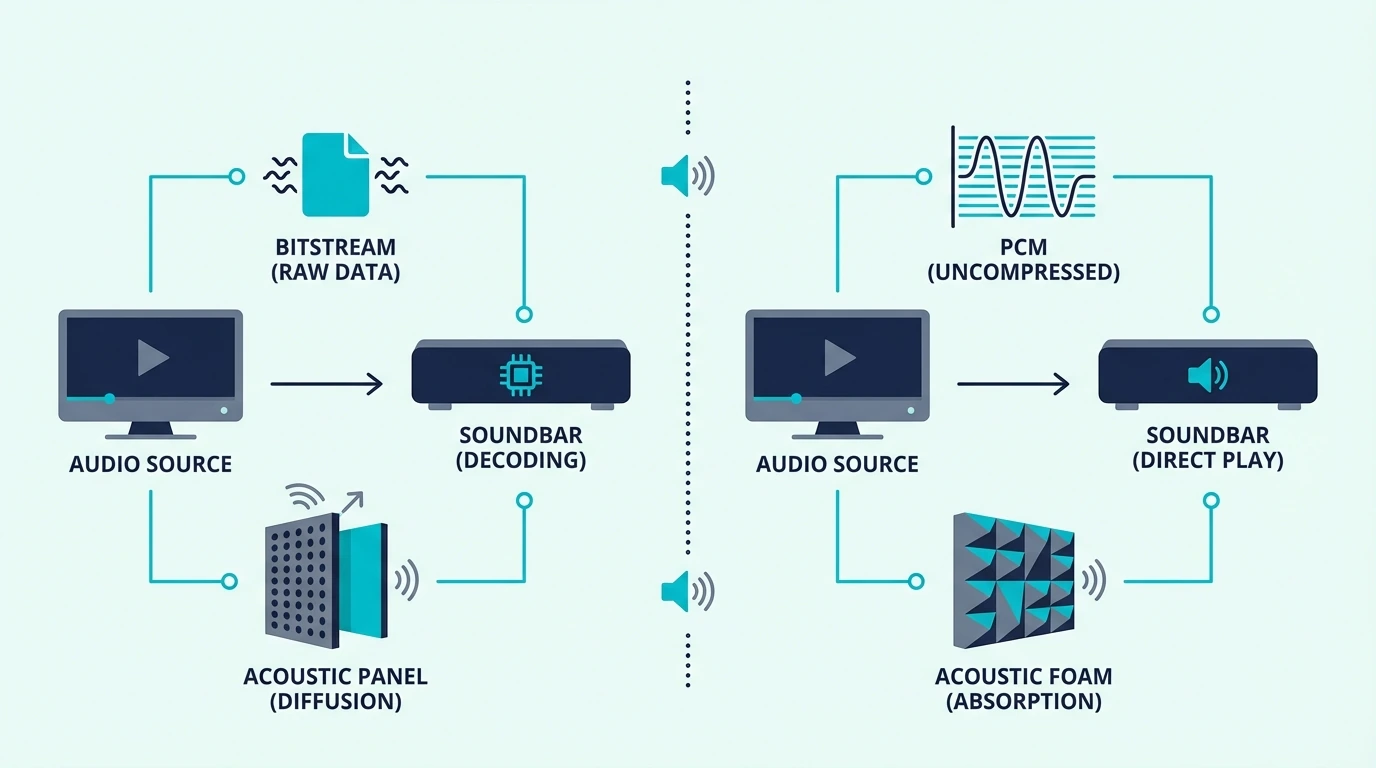 Bitstream and PCM audio settings for soundbars compared