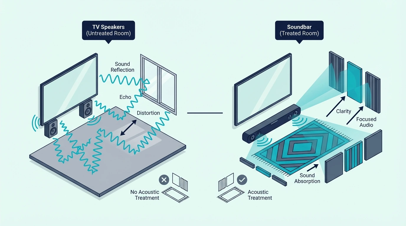 Audio upgrade differences between TV speakers and a Bose soundbar