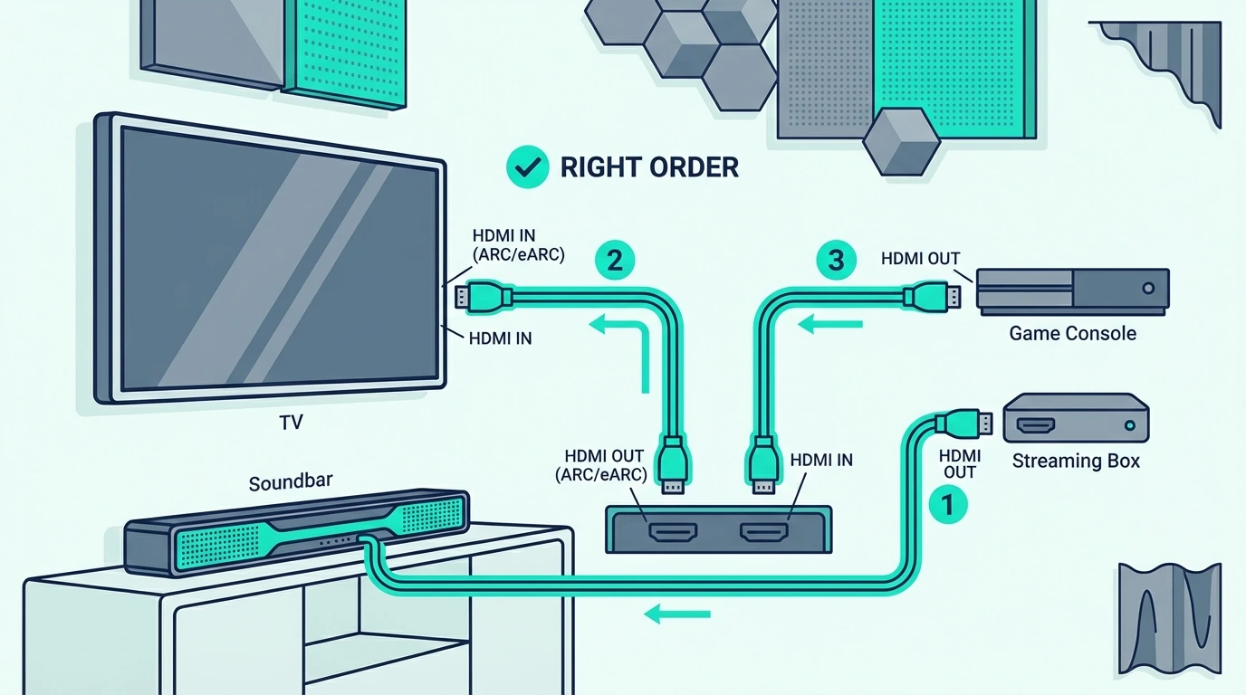 Correct HDMI order for connecting a soundbar to Nvidia Shield