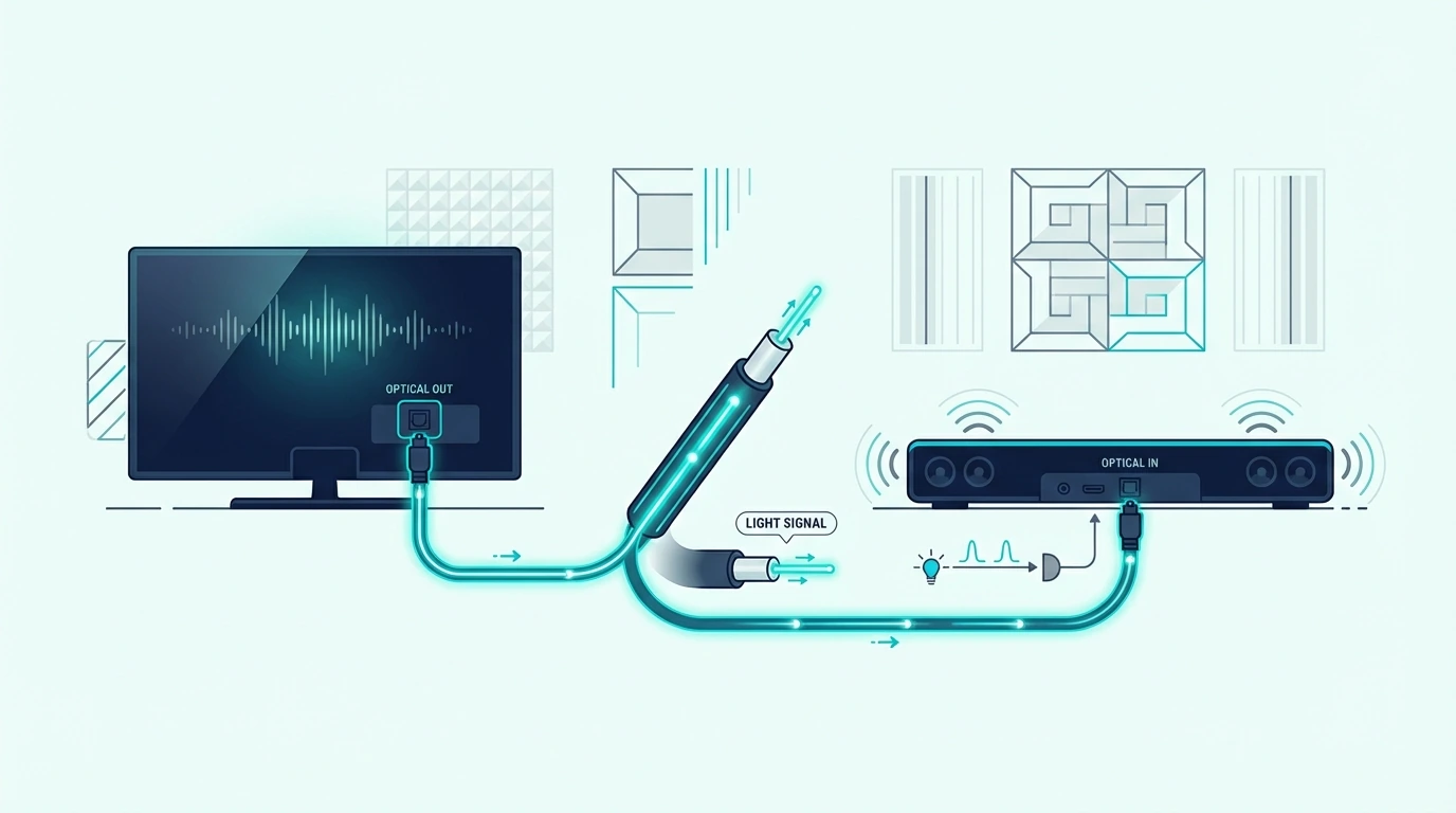 Connecting a soundbar to a TV with an optical cable