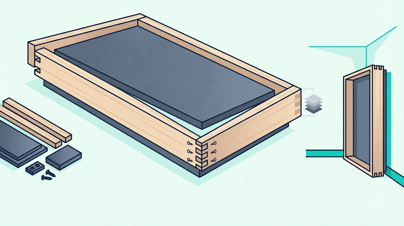 Wood frame construction for a bass trap with deep corner joints