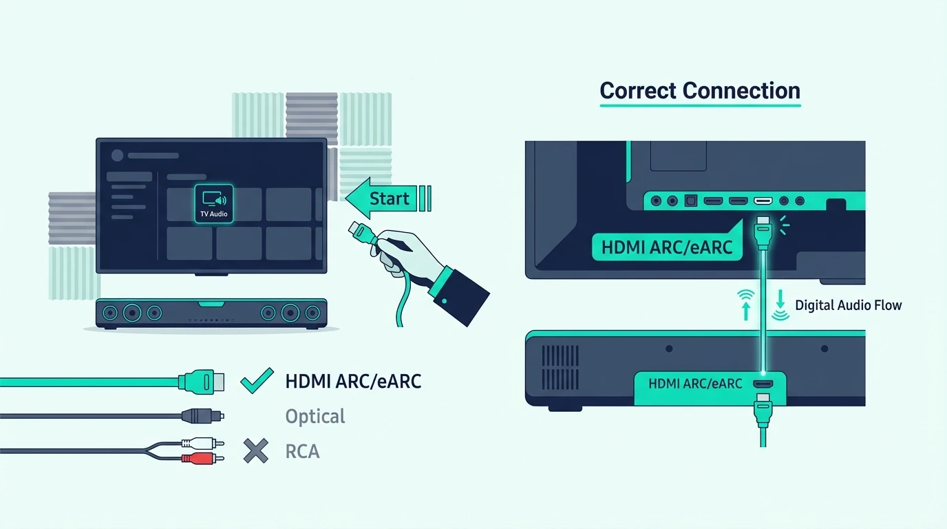 Connecting a soundbar to a Samsung TV with HDMI ARC
