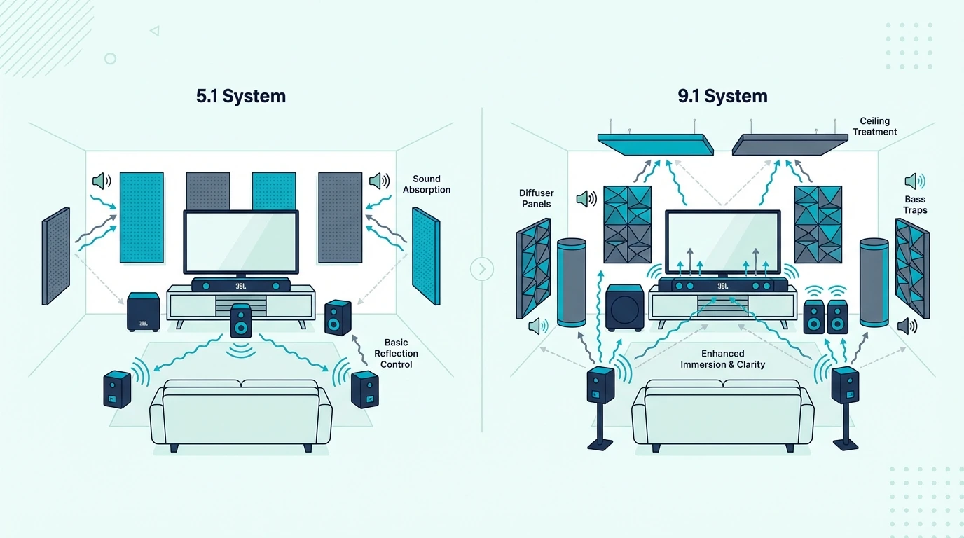 Rear speaker and Atmos differences between JBL 9.1 and 5.1 soundbars