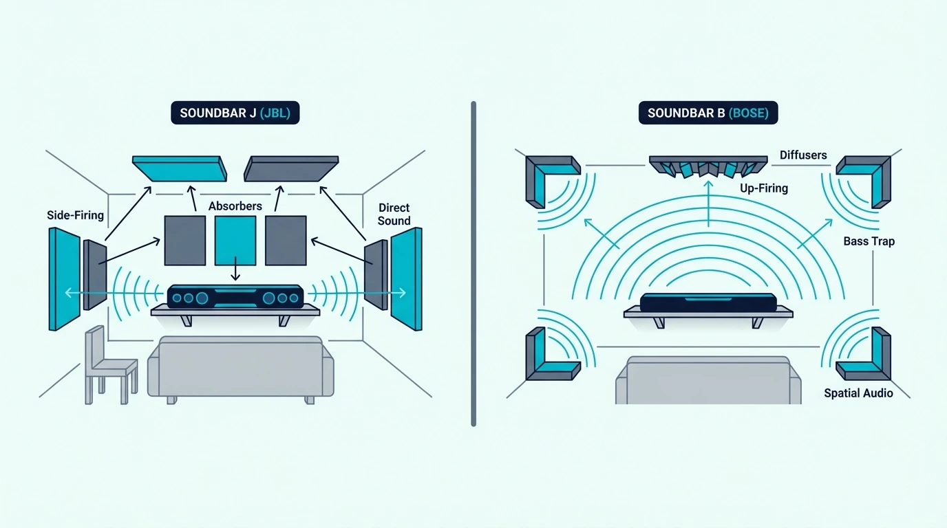 JBL and Bose soundbars compared side by side
