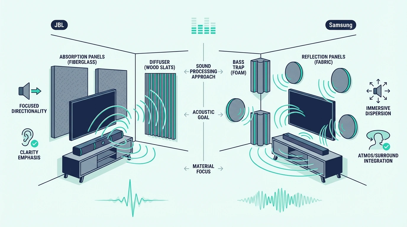 JBL and Samsung soundbars compared side by side