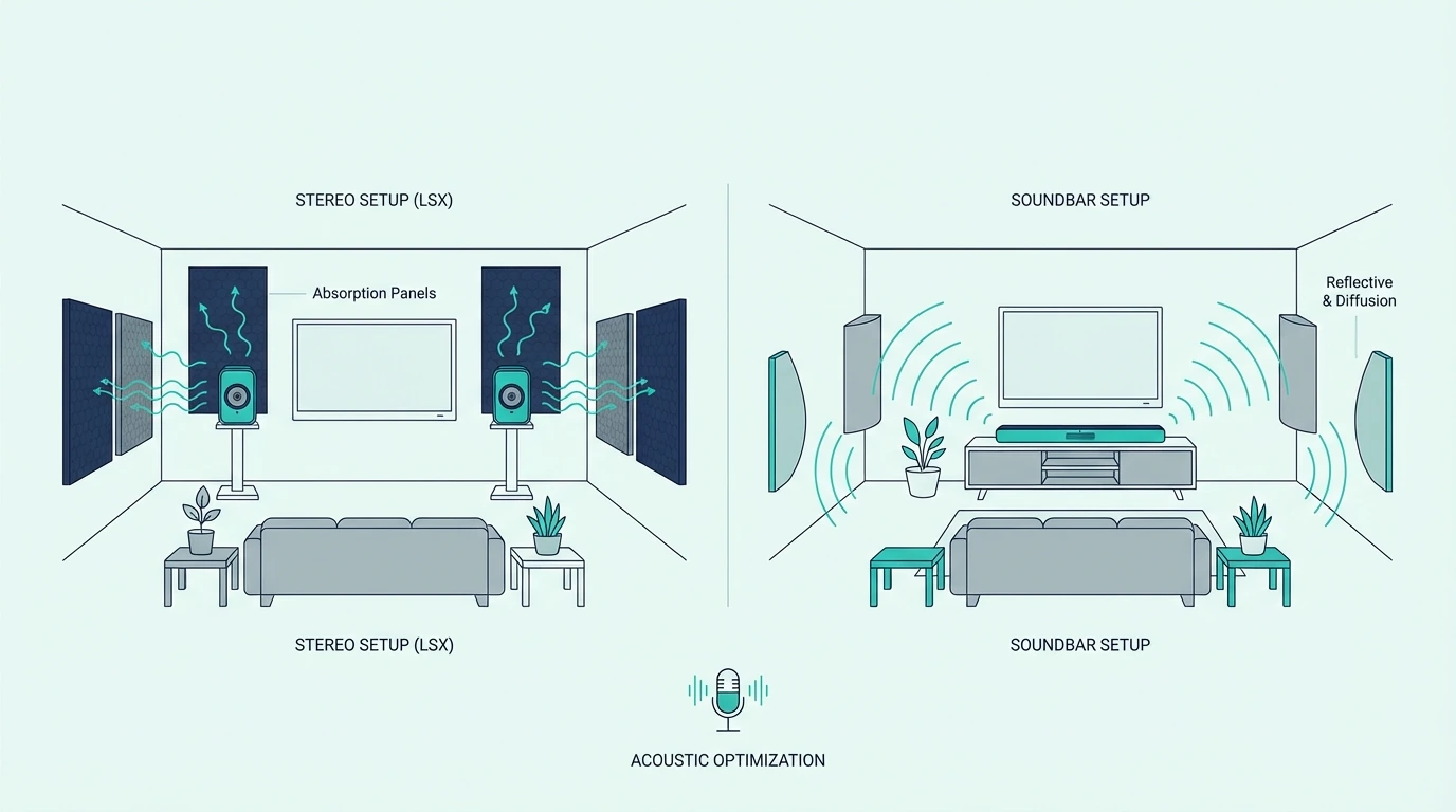 Music and TV audio differences between KEF LSX and soundbar setups