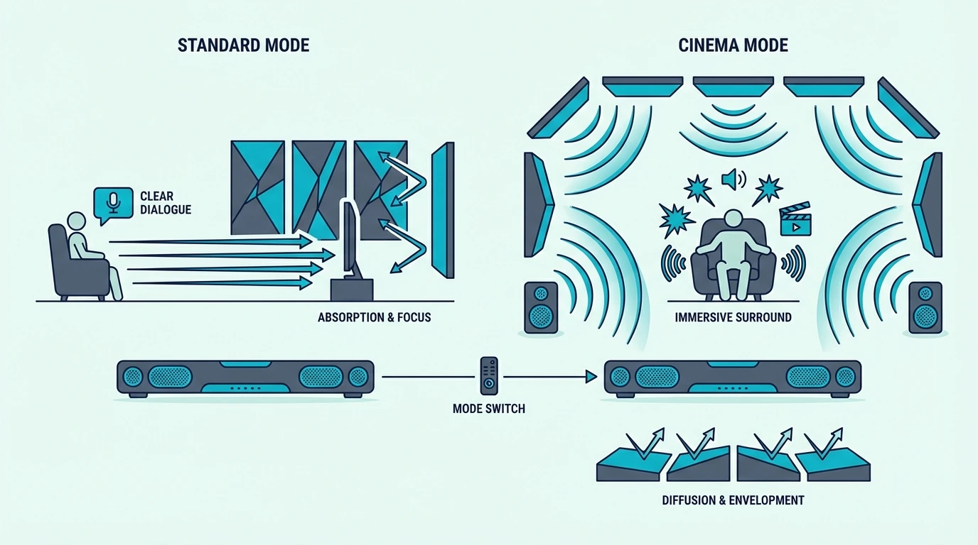 LG soundbar Standard and Cinema sound modes compared
