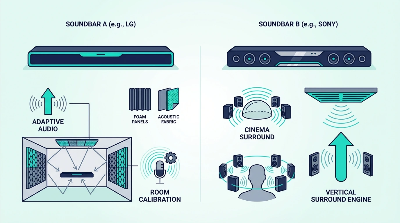 LG and Sony soundbars compared side by side