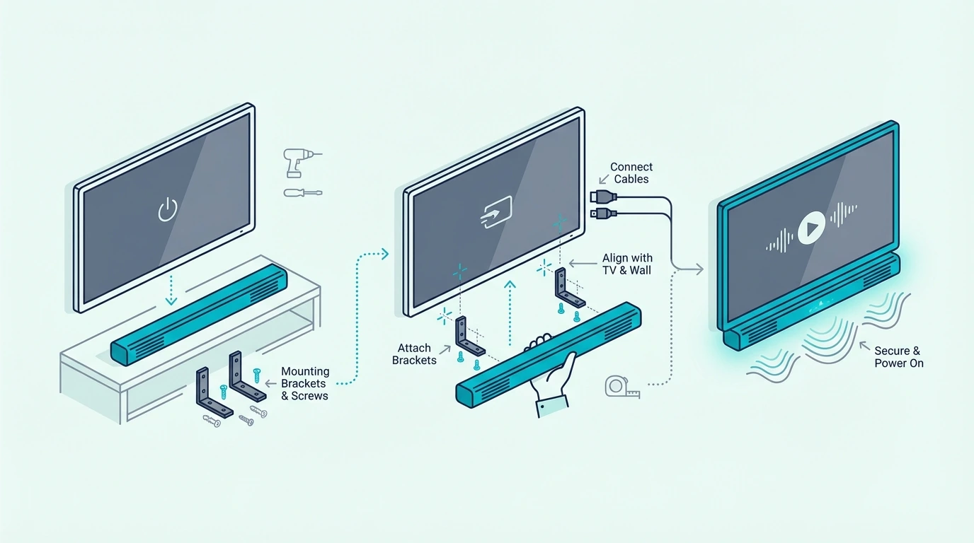 Attaching a soundbar to a TV mount