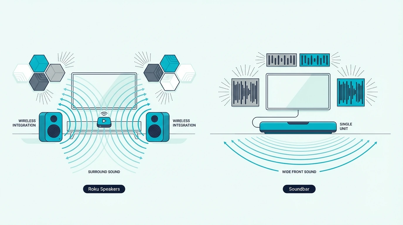 Roku wireless speakers compared with a soundbar