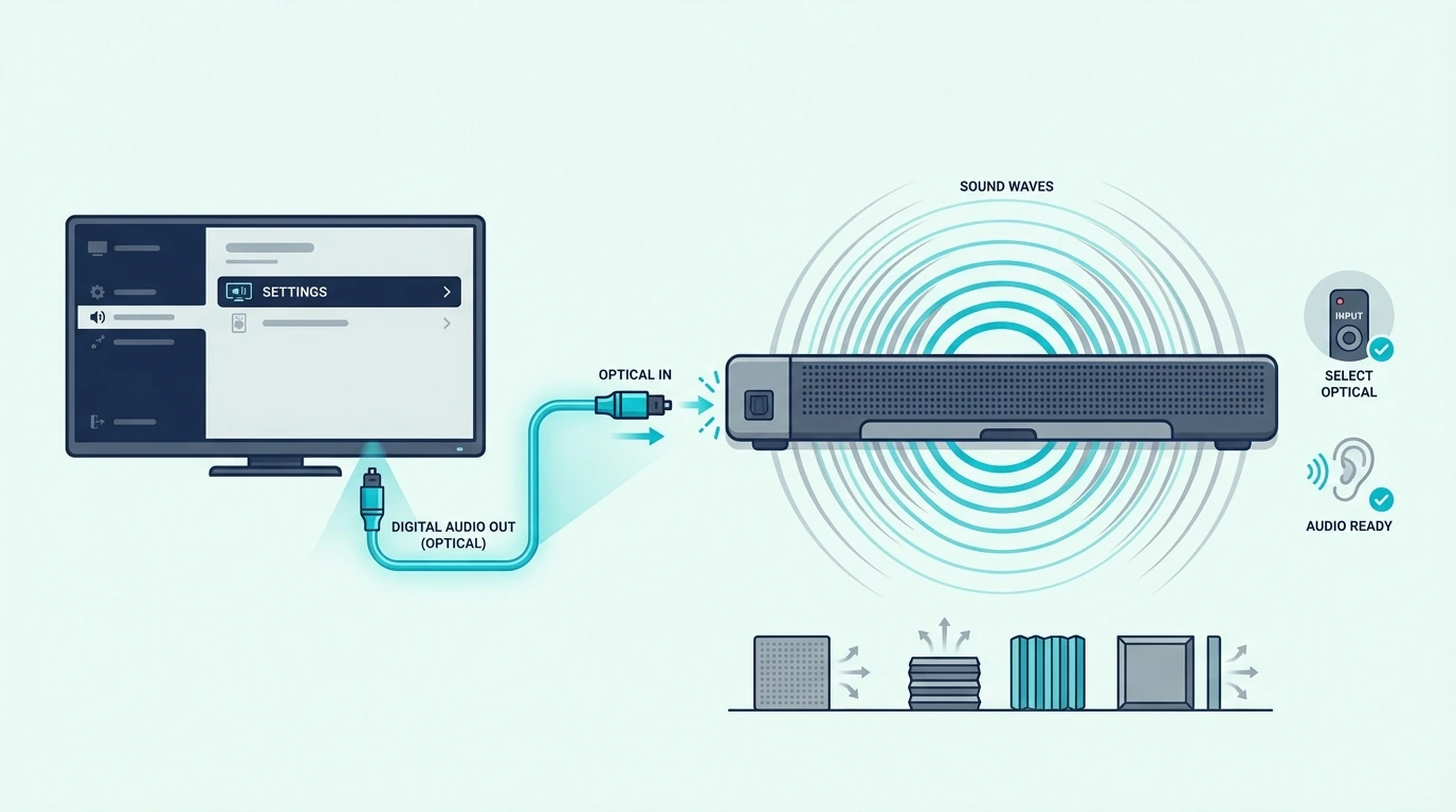 Connecting a soundbar with an optical cable