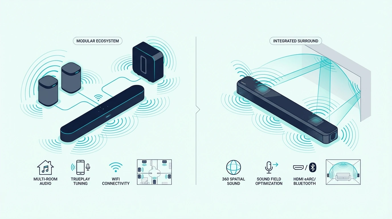 Sonos and Sony soundbars compared side by side