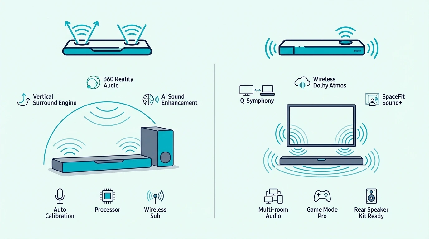 Sony and Samsung soundbars compared side by side