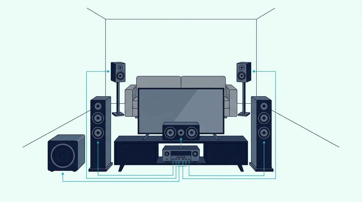 True 5.1 home theater system with AV receiver and surround speakers