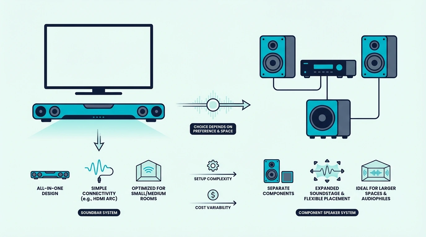 Soundbar and speaker setup compared side by side