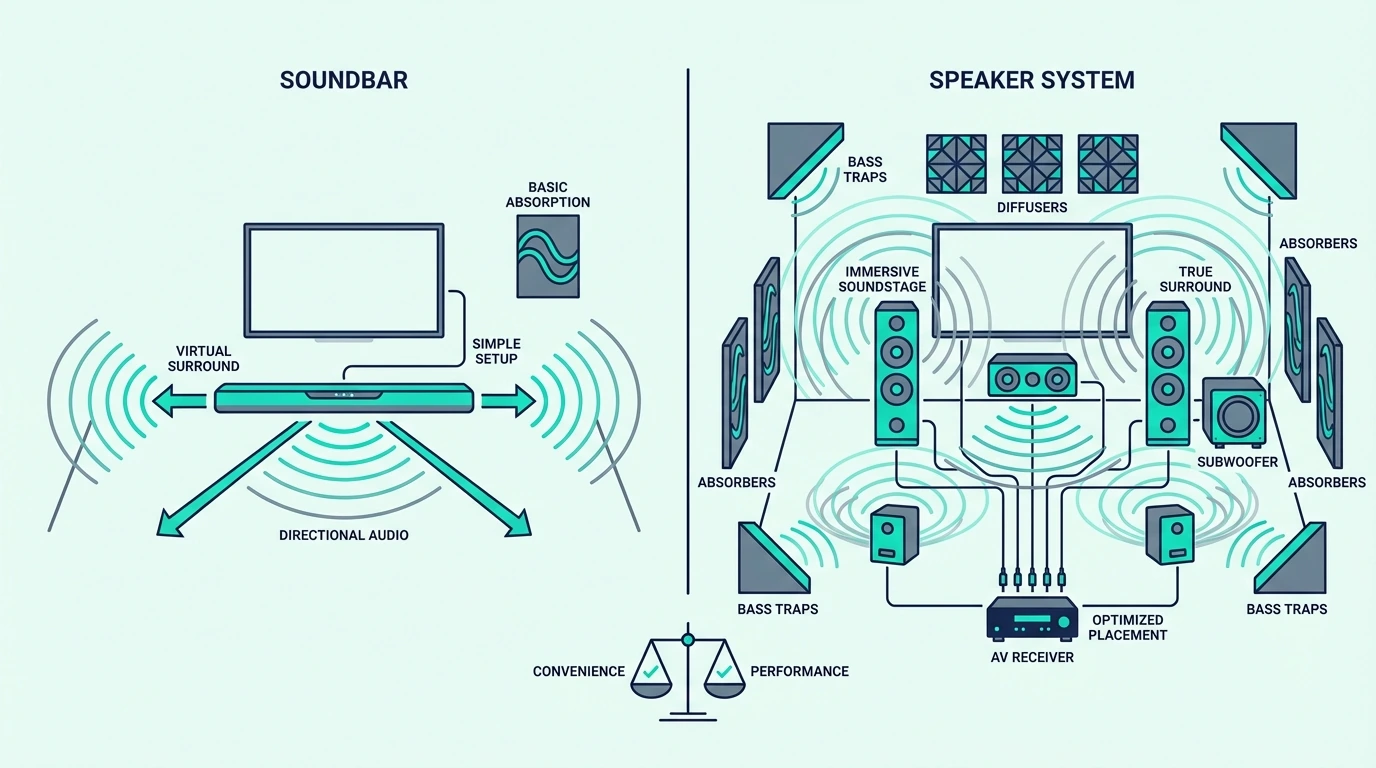 Sound quality differences between a soundbar and separate speakers